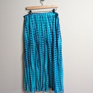 Flint & Moss Maxi Skirt Womens Large Blue Green Tie Dye Print Boho Coastal
